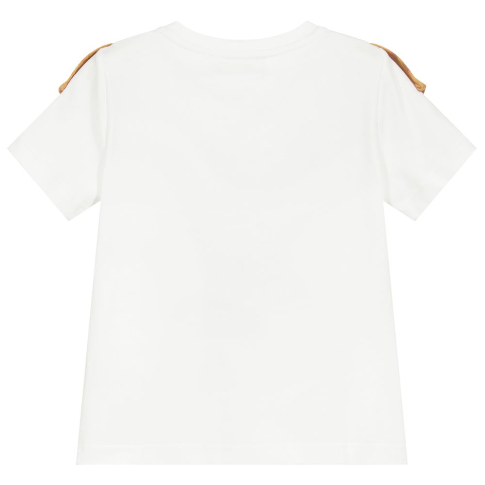 Alviero Martini-White Geo Map Ruffle T-Shirt | Childrensalon Outlet