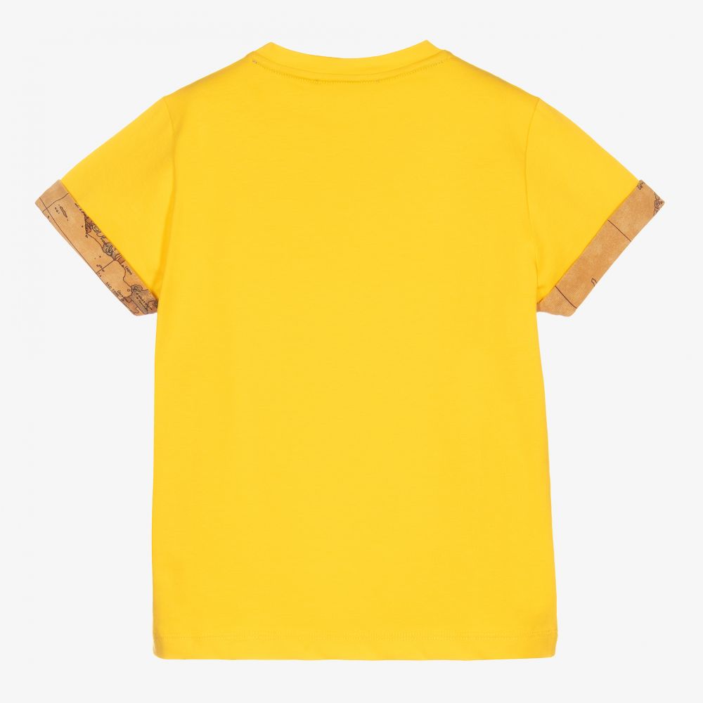 Alviero Martini-Yellow Cotton Geo Map T-Shirt | Childrensalon Outlet