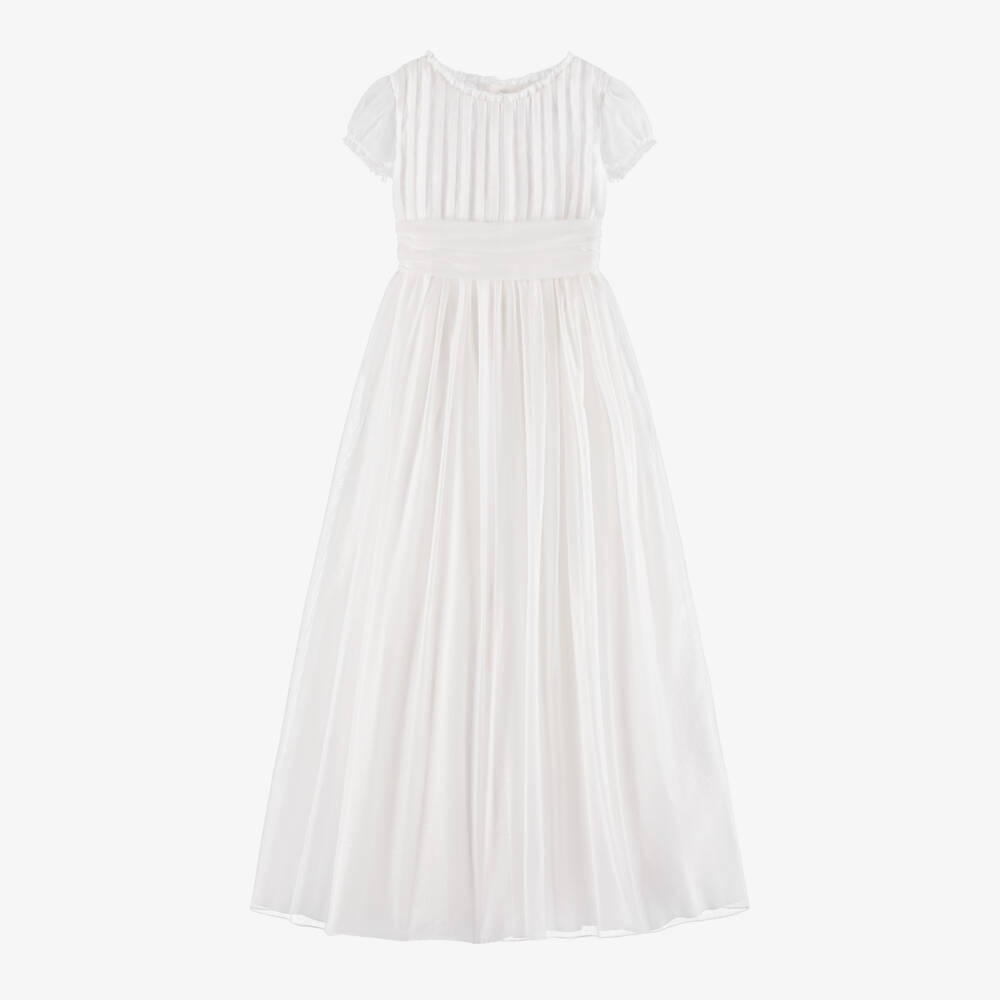 Amaya-Girls Ivory Floral Voile Gown | Childrensalon Outlet