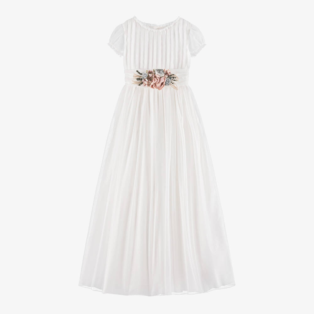 Amaya-Girls Ivory Floral Voile Gown | Childrensalon Outlet