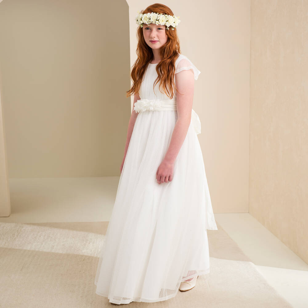 امايا-فستان تول مطرز لون عاجي | Childrensalon Outlet