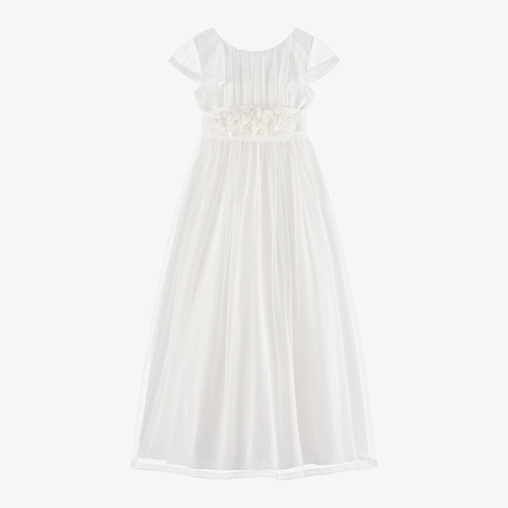 Amaya-Girls Ivory Lace Tulle Gown | Childrensalon Outlet