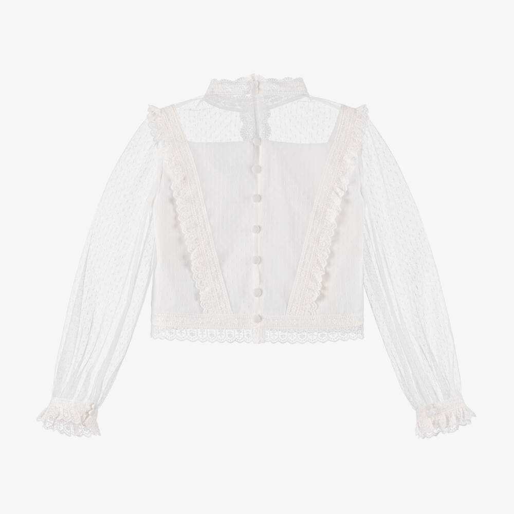 Amaya-Girls Off-White Tulle Top | Childrensalon Outlet