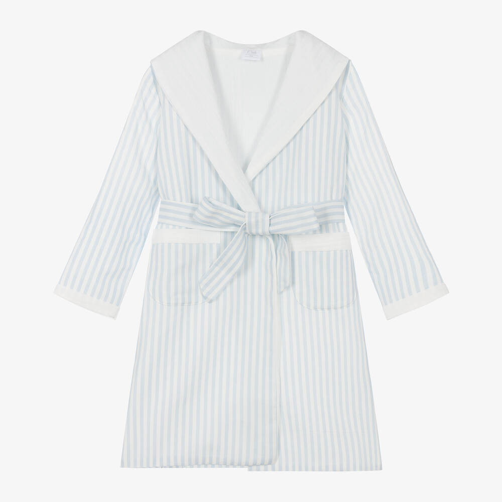 AMIKI Children-Boys Blue Stripe Dressing Gown | Childrensalon Outlet