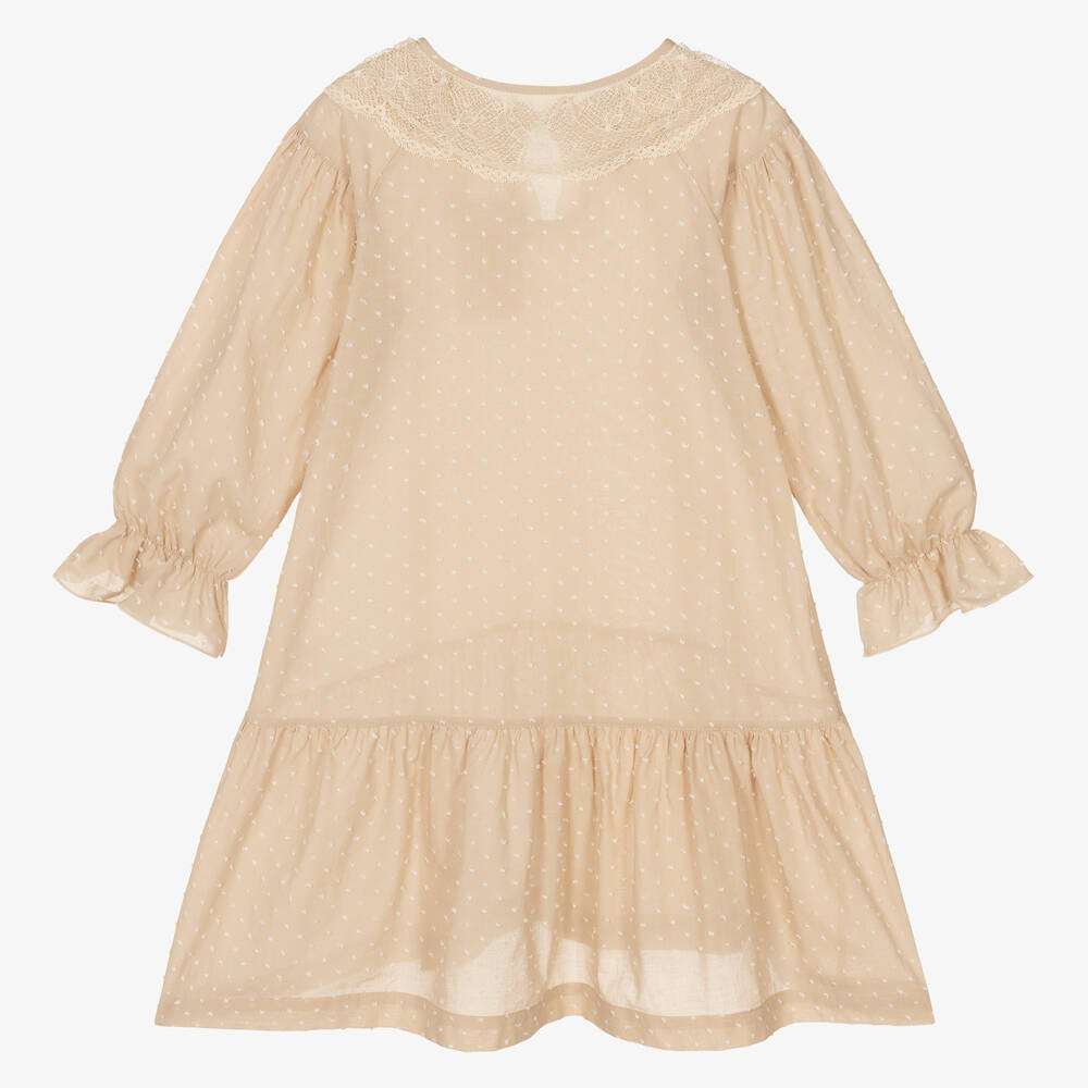 AMIKI Children-Girls Beige Cotton Nightdress | Childrensalon Outlet