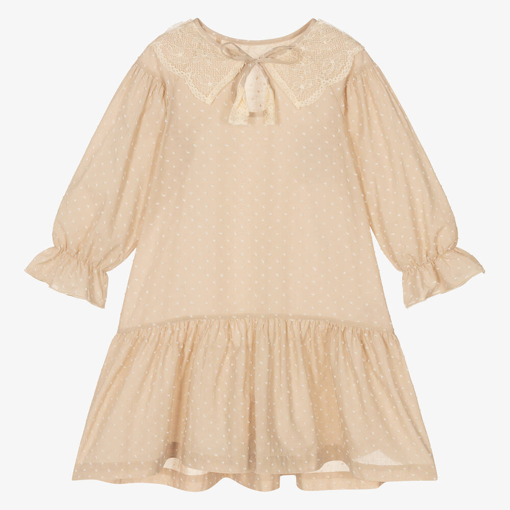 AMIKI Children - Girls Beige Cotton Nightdress | Childrensalon