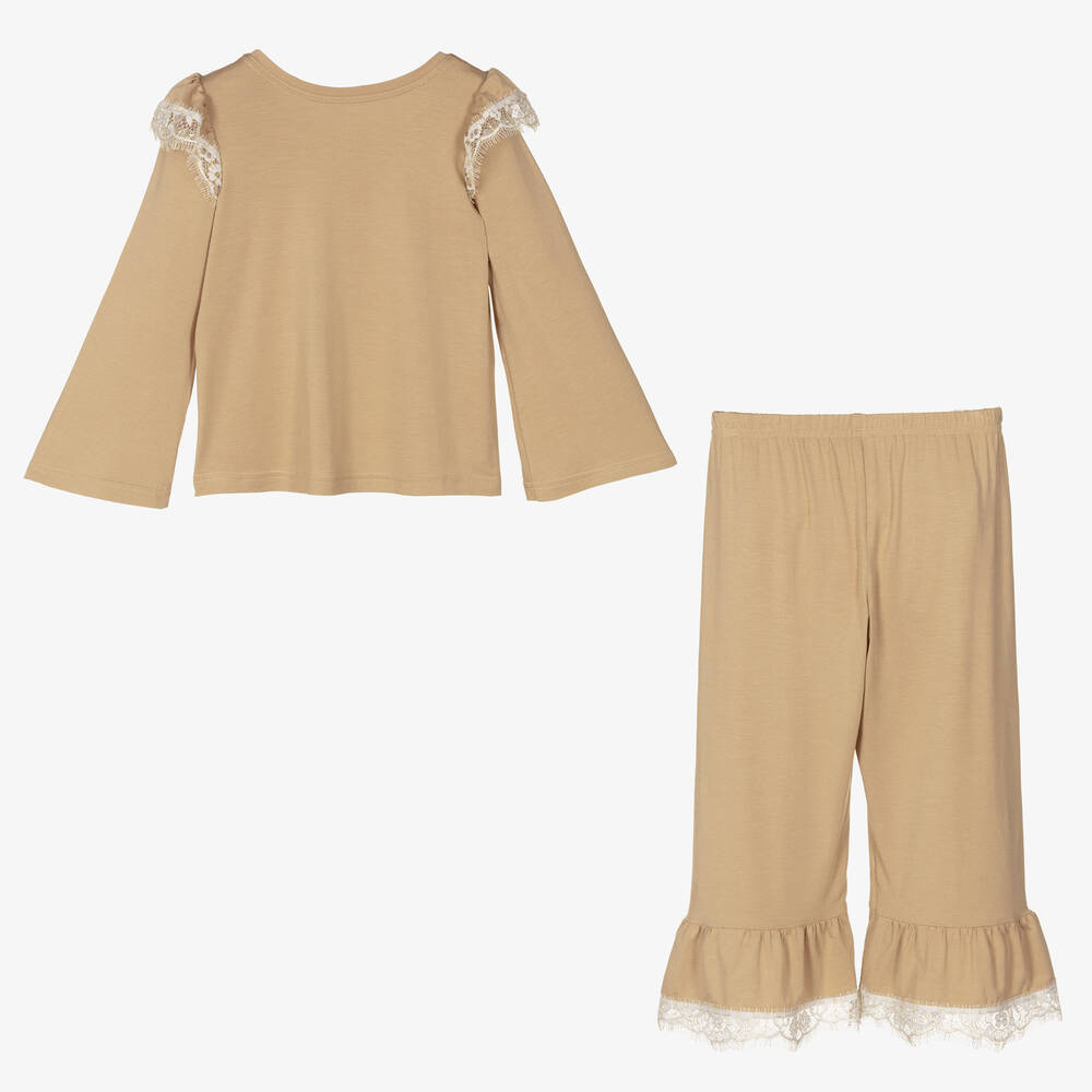 AMIKI Children-Girls Beige Lace Pyjamas | Childrensalon Outlet