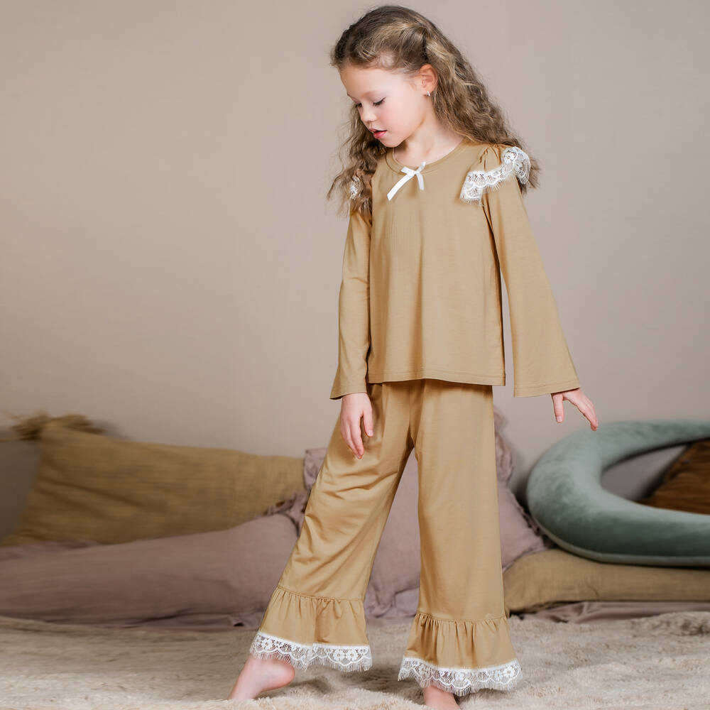 AMIKI Children-Girls Beige Lace Pyjamas | Childrensalon Outlet