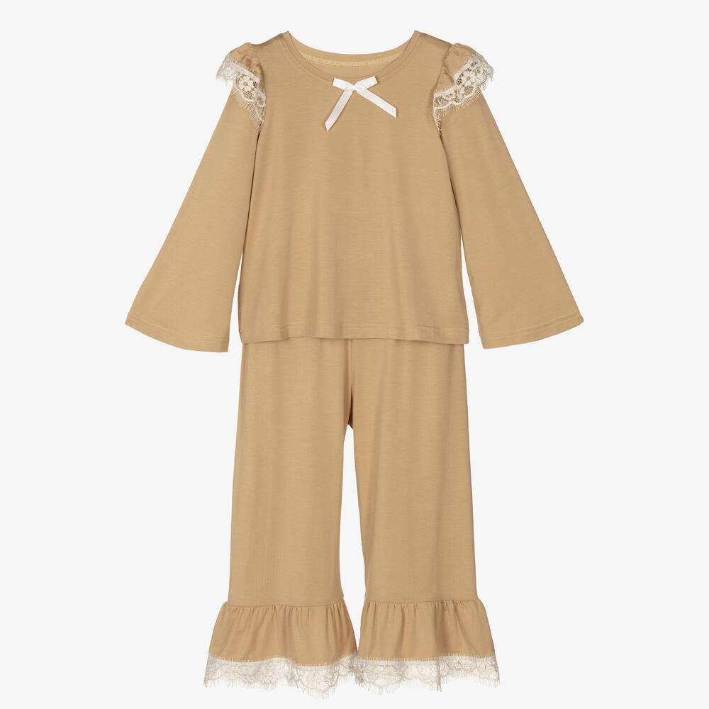 AMIKI Children - Pyjama beige en dentelle Fille | Childrensalon