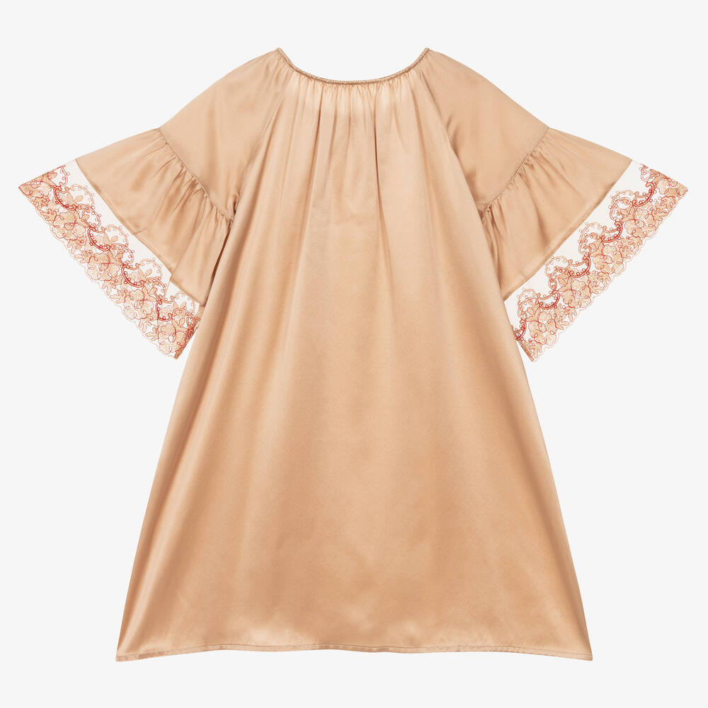 AMIKI Children-Girls Beige Silk Nightdress | Childrensalon Outlet