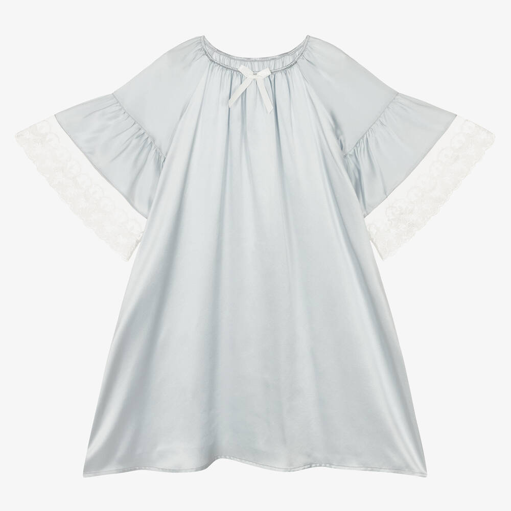 AMIKI Children - Голубая шелковая ночная рубашка для девочек | Childrensalon