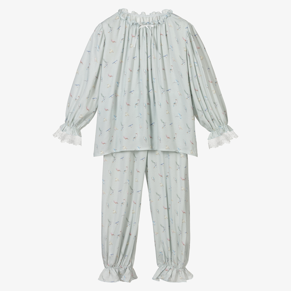 AMIKI Children - Girls Blue Viscose Pyjamas | Childrensalon