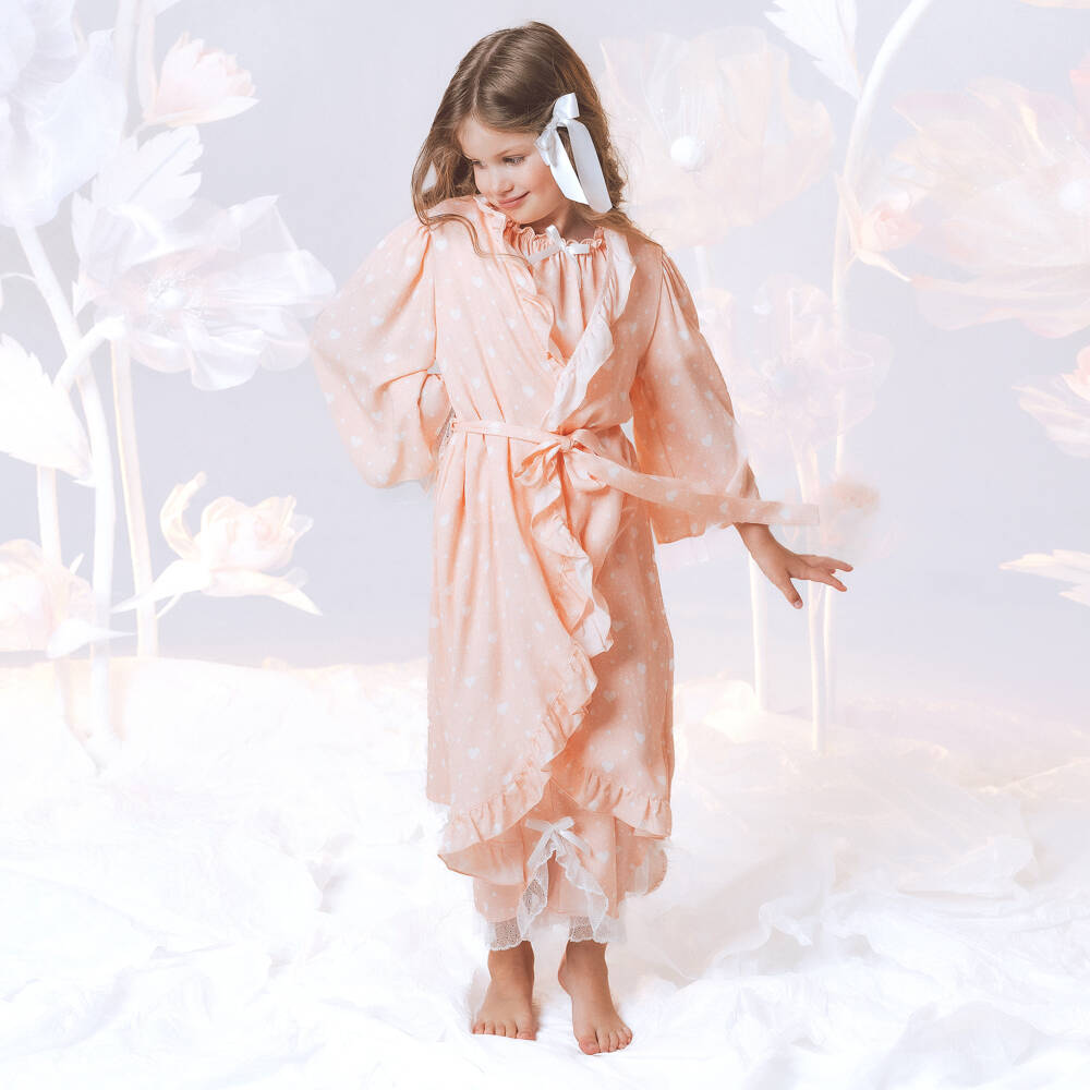 AMIKI Children-Girls Blush Heart Dressing Robe | Childrensalon Outlet