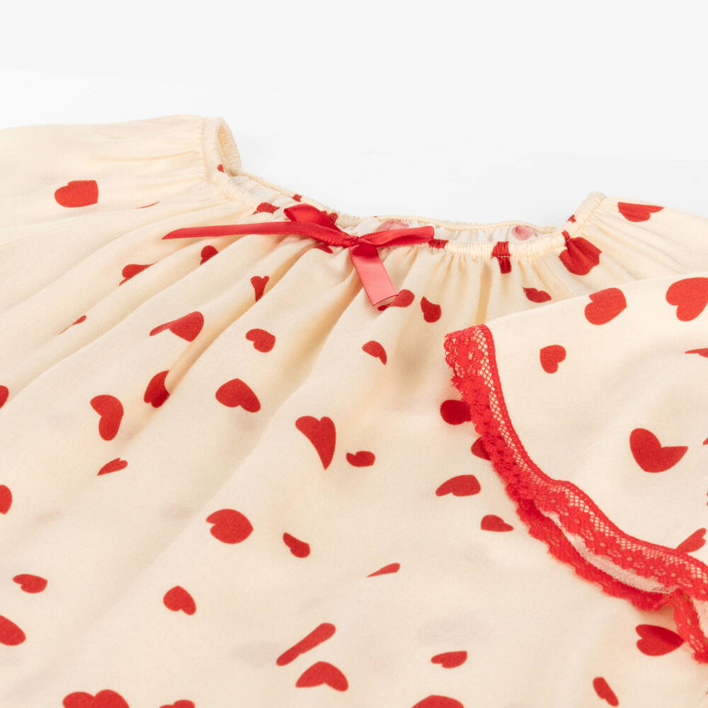 AMIKI Children-Girls Cream Heart Print Pyjamas | Childrensalon Outlet