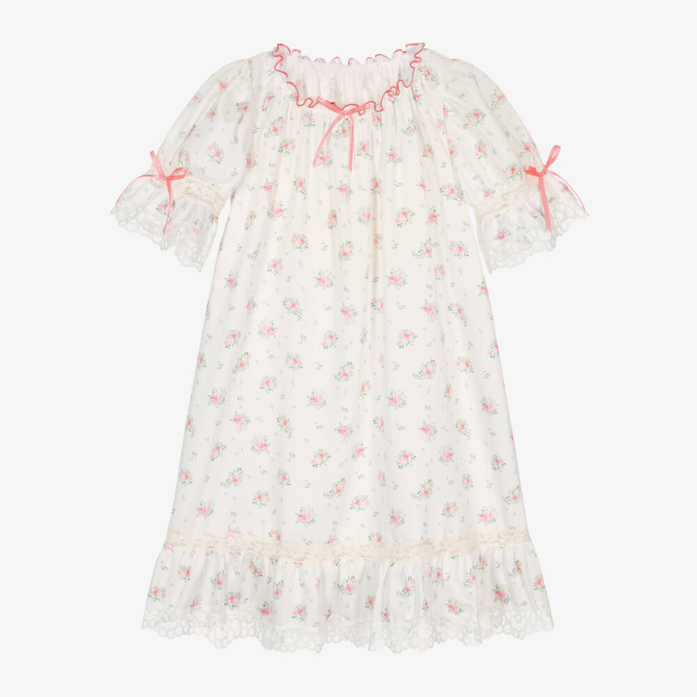 AMIKI Children-Girls Delicate Ivory & Pink Blossom Nightgown | Childrensalon Outlet