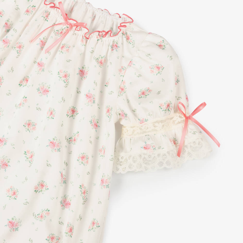 AMIKI Children-Girls Delicate Ivory & Pink Blossom Nightgown | Childrensalon Outlet