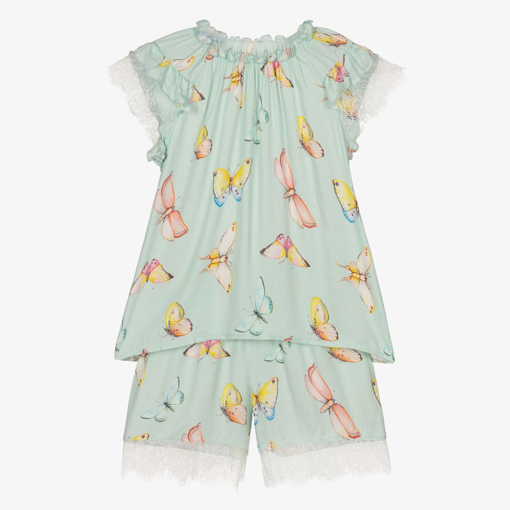 AMIKI Children - Girls Green Butterfly Pyjamas | Childrensalon