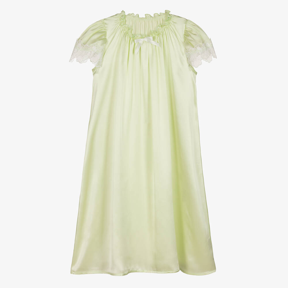 AMIKI Children - Зеленая ночная рубашка из шелка и атласа | Childrensalon