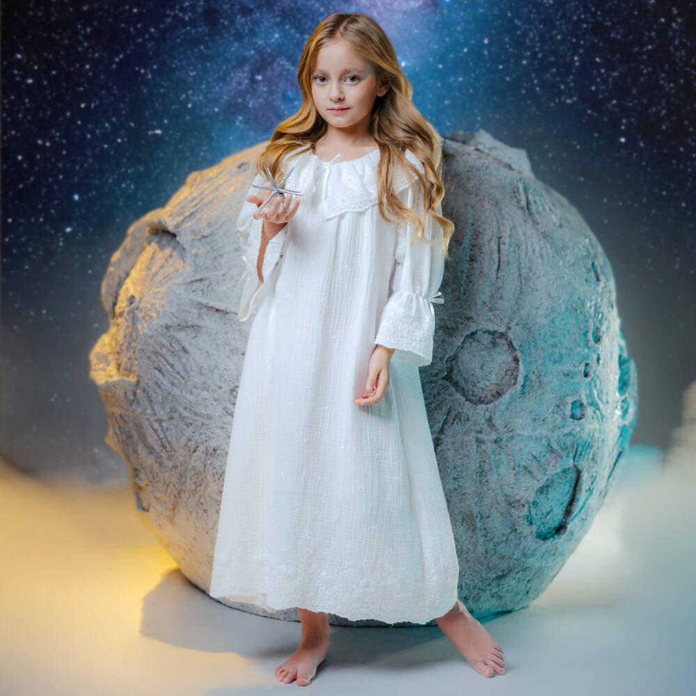 AMIKI Children-Girls Ivory Cotton Nightgown | Childrensalon Outlet