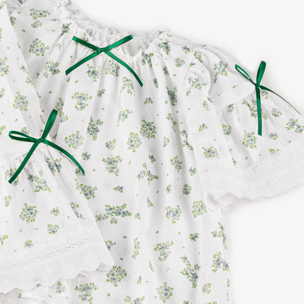 AMIKI Children-Girls Ivory Floral Cotton Nightwear | Childrensalon Outlet
