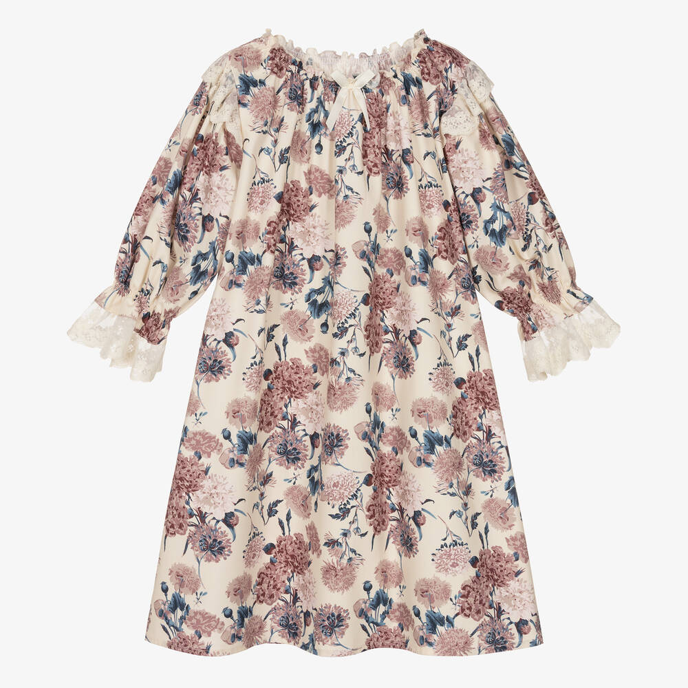 AMIKI Children - Chemise de nuit ivoire fleurs fille | Childrensalon