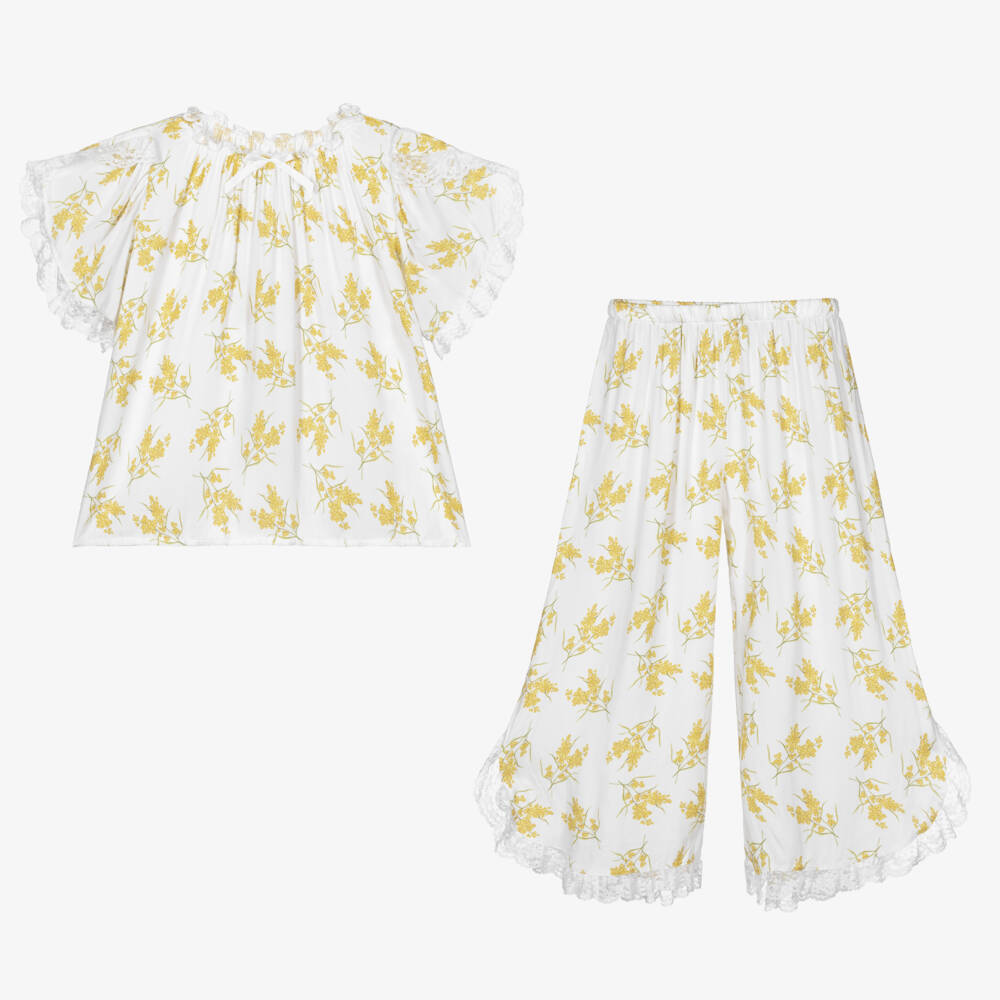 AMIKI Children-Кремовая пижама с цветами для девочек | Childrensalon Outlet