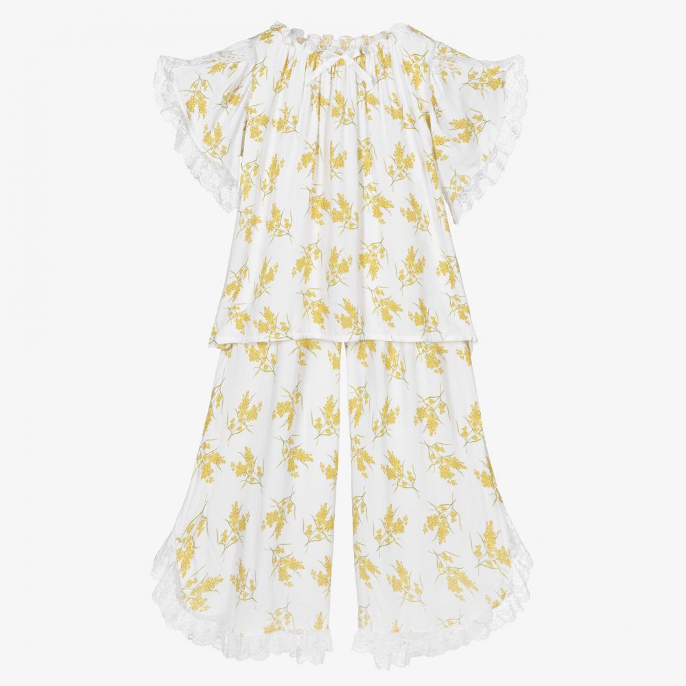 AMIKI Children - Girls Ivory Floral Pyjamas | Childrensalon