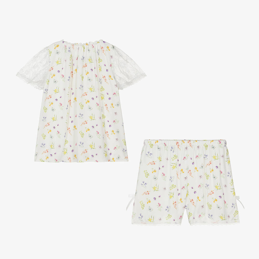 AMIKI Children-Girls Ivory Floral Viscose Pyjamas | Childrensalon Outlet