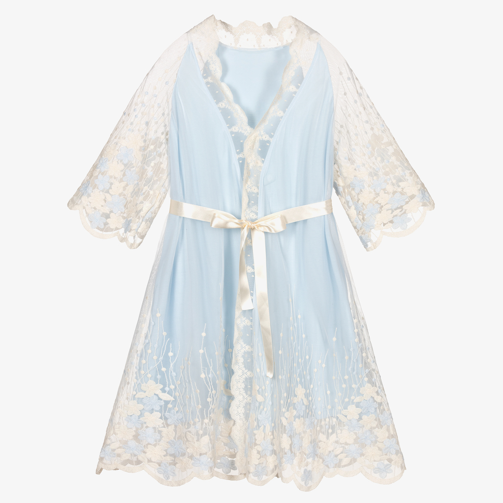 AMIKI Children - Girls Ivory Lace Dressing Gown | Childrensalon