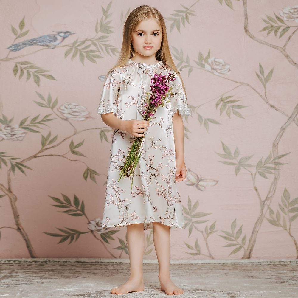 AMIKI Children - Girls Ivory Silk Nightdress | Childrensalon Outlet