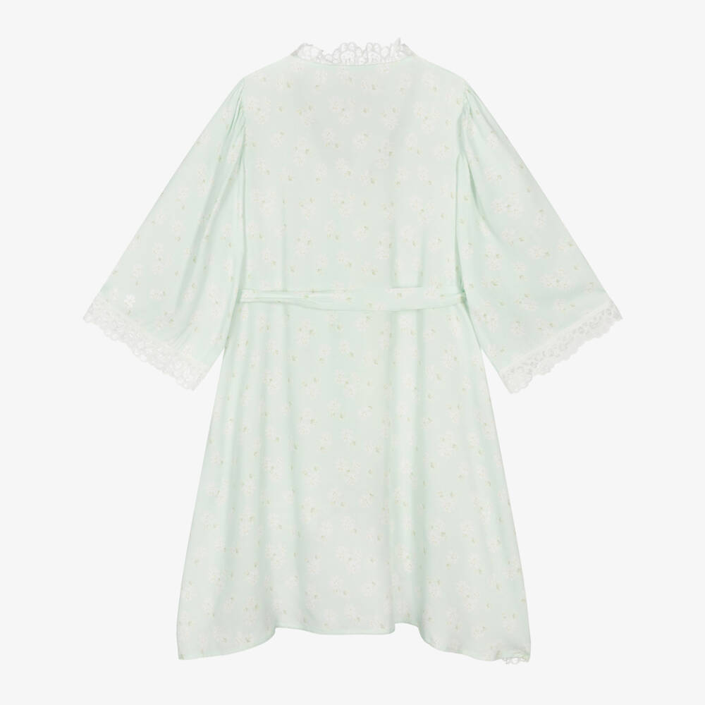 AMIKI Children-Girls Mint Green Floral Print Dressing Gown | Childrensalon Outlet