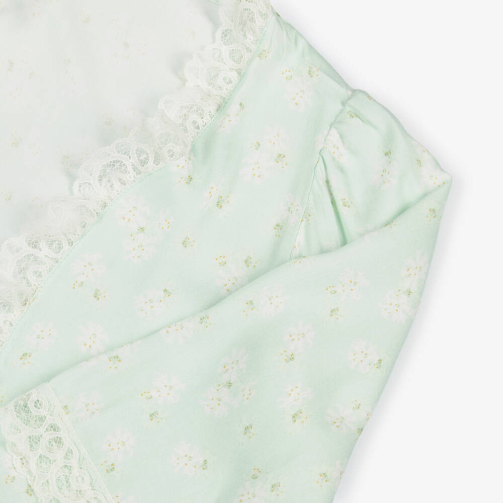 AMIKI Children-Girls Mint Green Floral Print Dressing Gown | Childrensalon Outlet