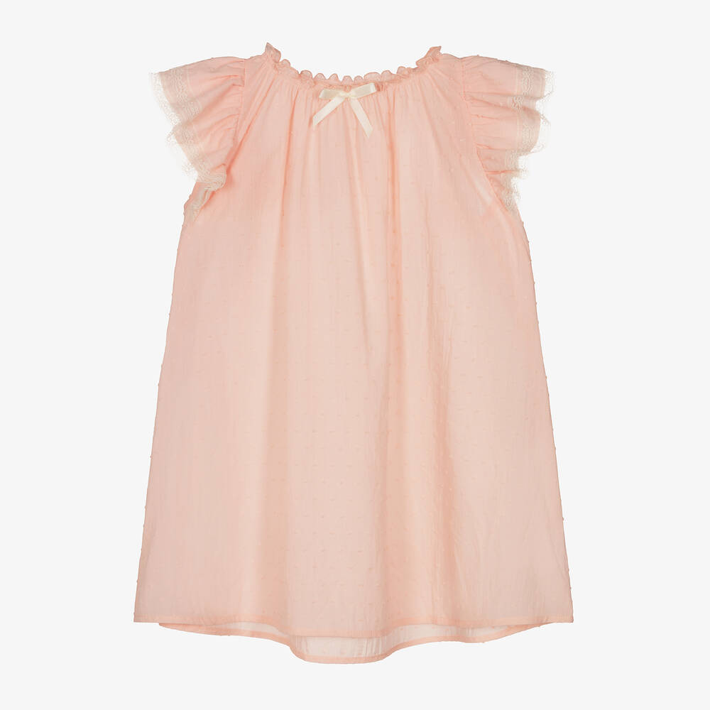 AMIKI Children-Girls Pink Cotton Plumeti Nightdress | Childrensalon Outlet