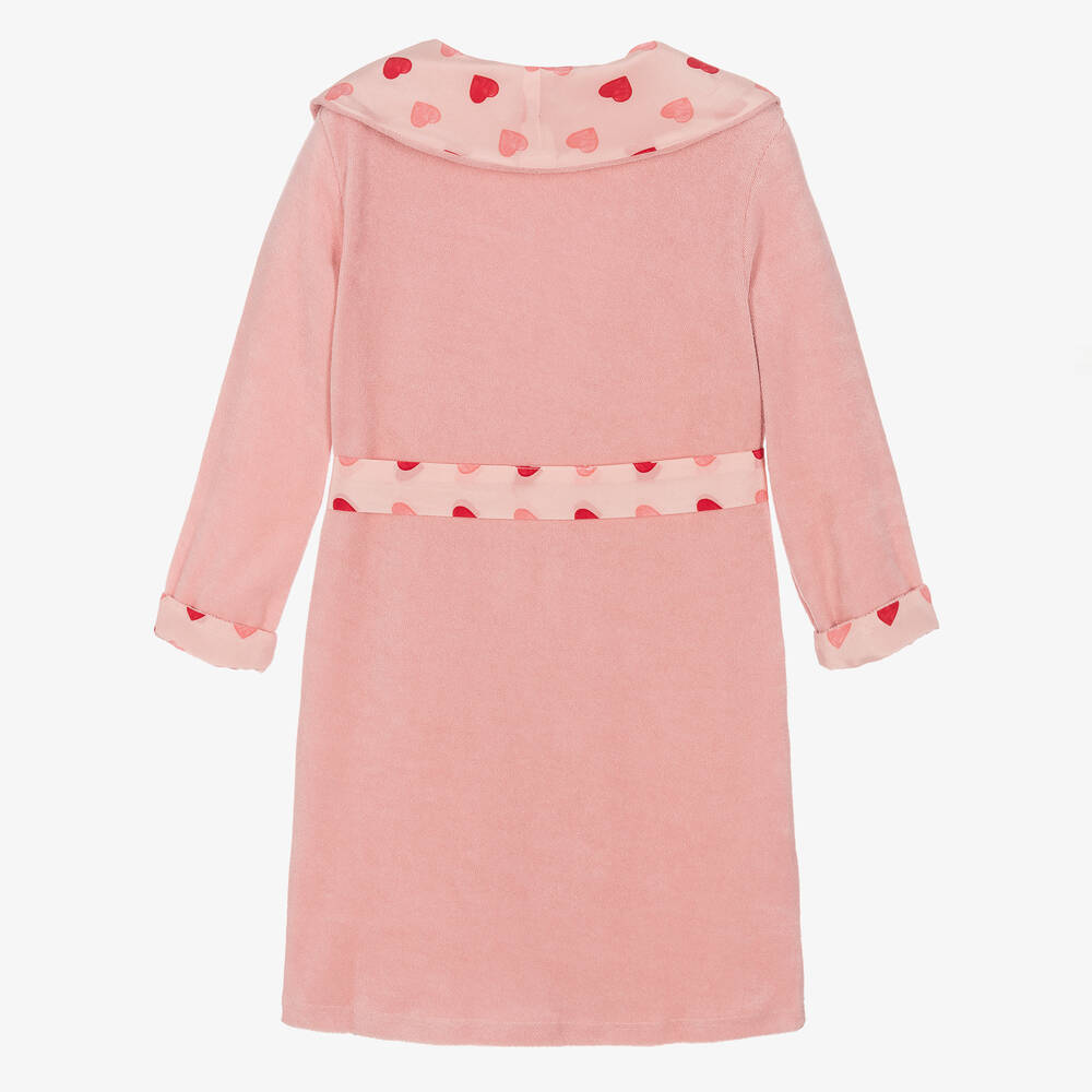 AMIKI Children-Girls Pink Cotton & Silk Hearts Dressing Gown | Childrensalon Outlet