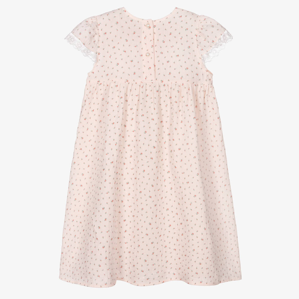 AMIKI Children-Girls Pink Floral Cotton Muslin Nightdress | Childrensalon Outlet