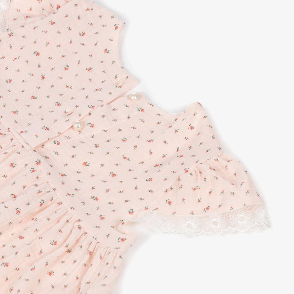 AMIKI Children-Girls Pink Floral Cotton Muslin Nightdress | Childrensalon Outlet