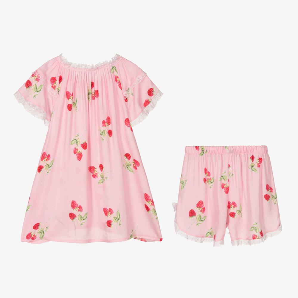 AMIKI Children-Girls Pink Raspberry Print Short Pyjamas | Childrensalon Outlet
