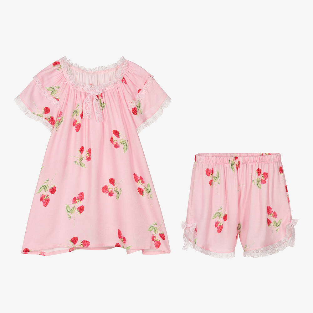 AMIKI Children-Girls Pink Raspberry Print Short Pyjamas | Childrensalon Outlet