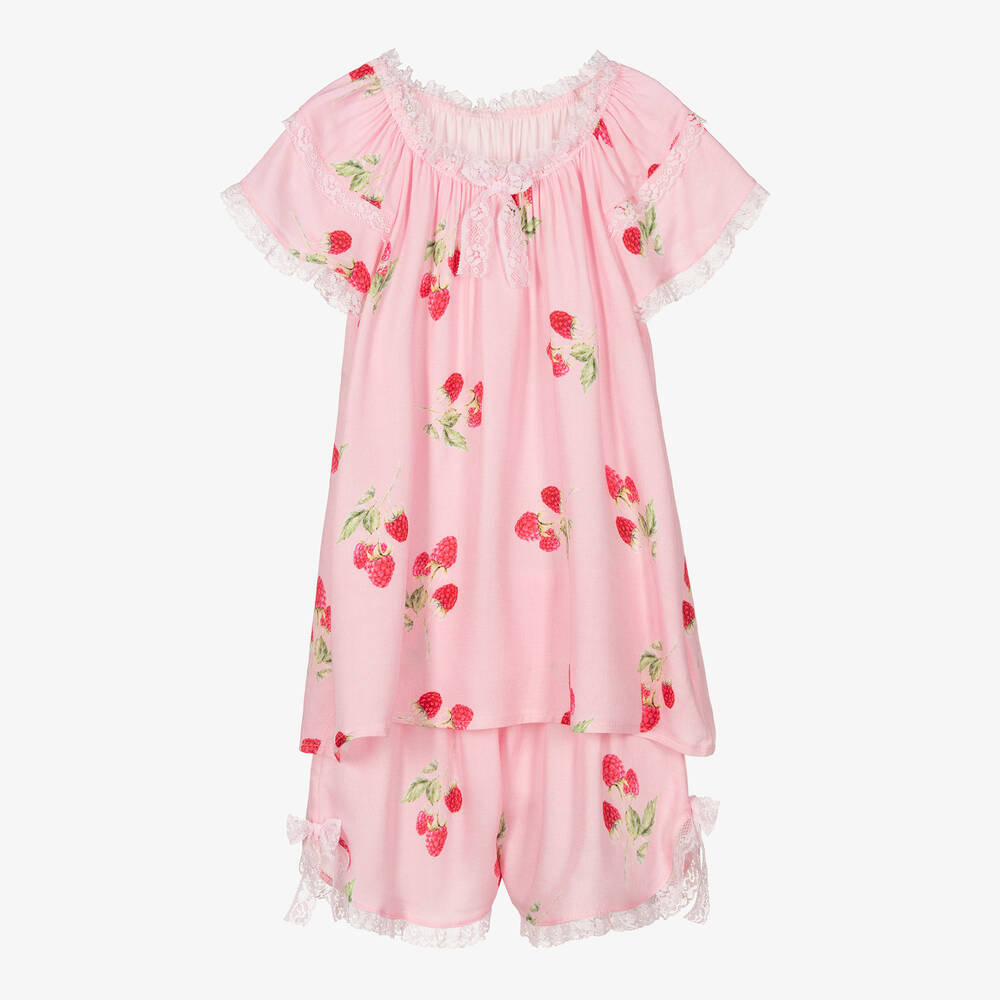 AMIKI Children - Girls Pink Raspberry Print Short Pyjamas | Childrensalon