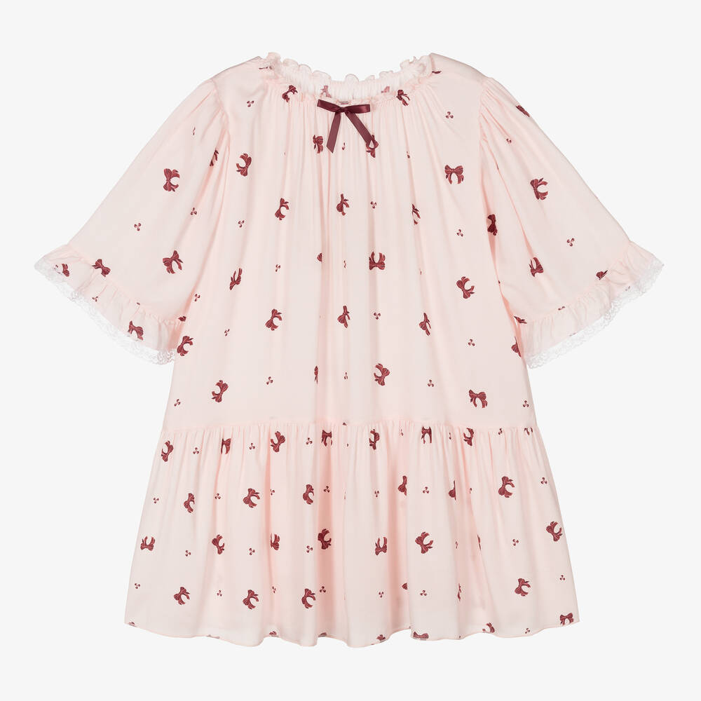 AMIKI Children - Розовая ночная рубашка из вискозы для девочек | Childrensalon