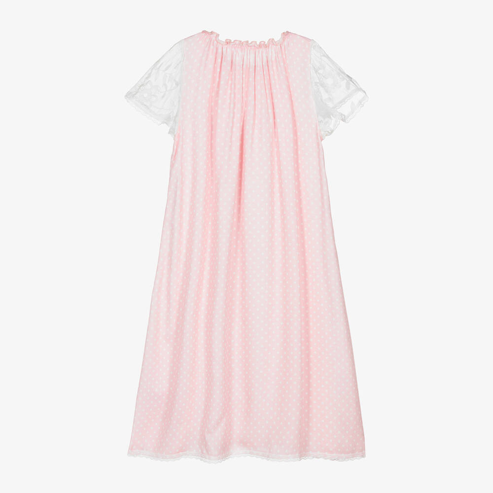 AMIKI Children-Girls Pink Viscose Polka Dot Nightdress | Childrensalon Outlet