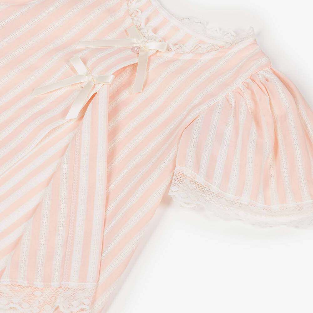 AMIKI Children-Girls Pink & White Striped Cotton Pyjamas | Childrensalon Outlet