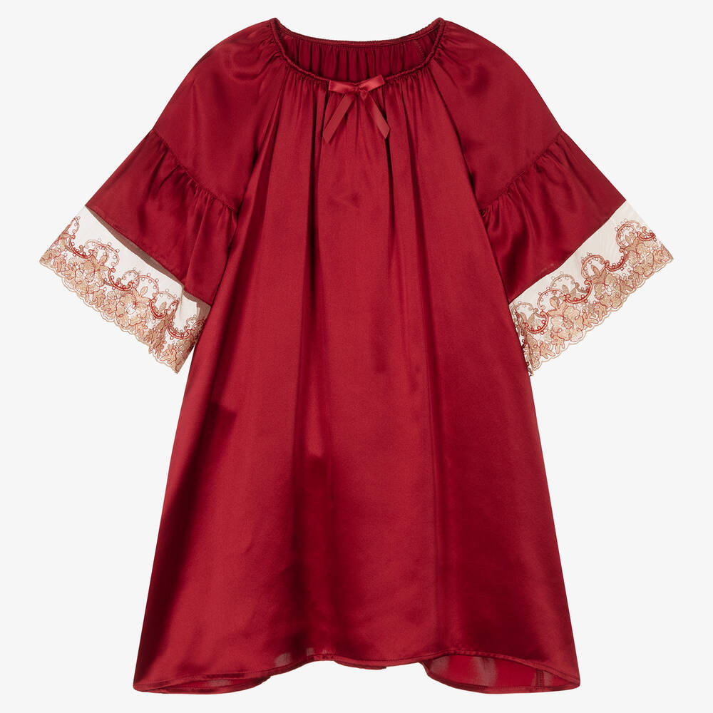 AMIKI Children - Красная ночная рубашка из шелка для девочек | Childrensalon