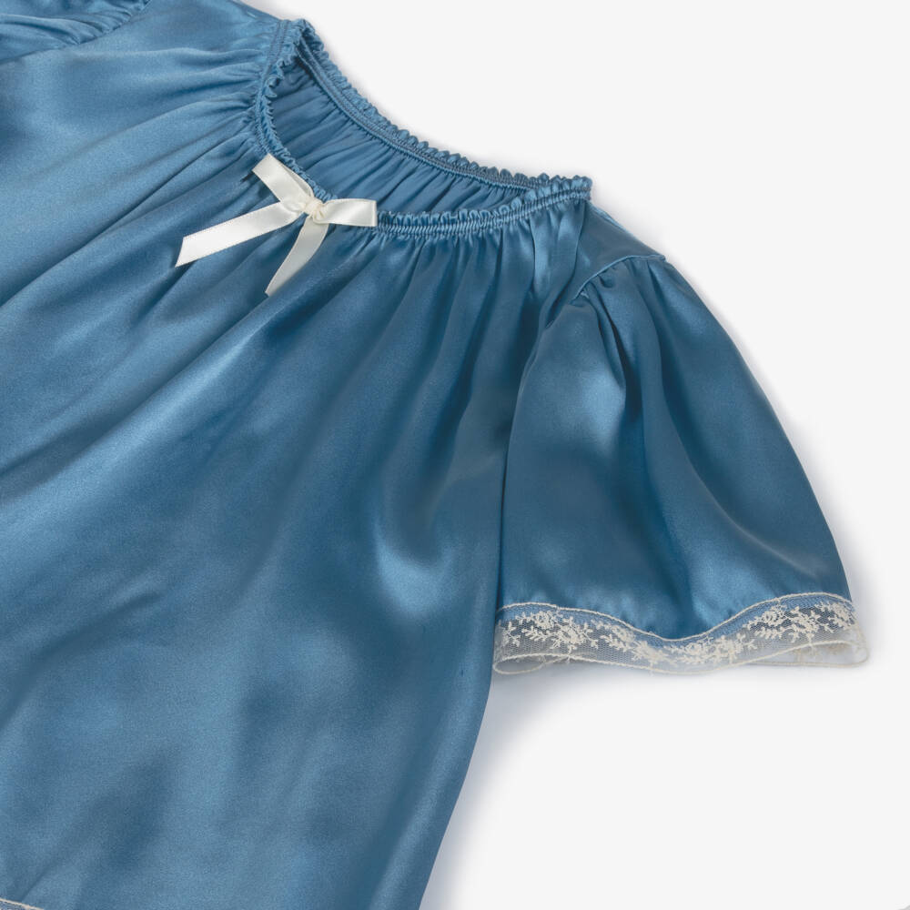 AMIKI Children-Girls Silk Pyjama Set in Blue | Childrensalon Outlet