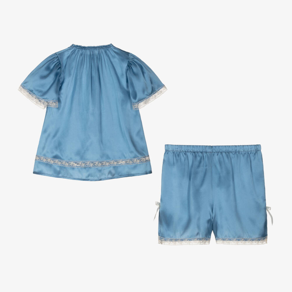 AMIKI Children-Girls Silk Pyjama Set in Blue | Childrensalon Outlet