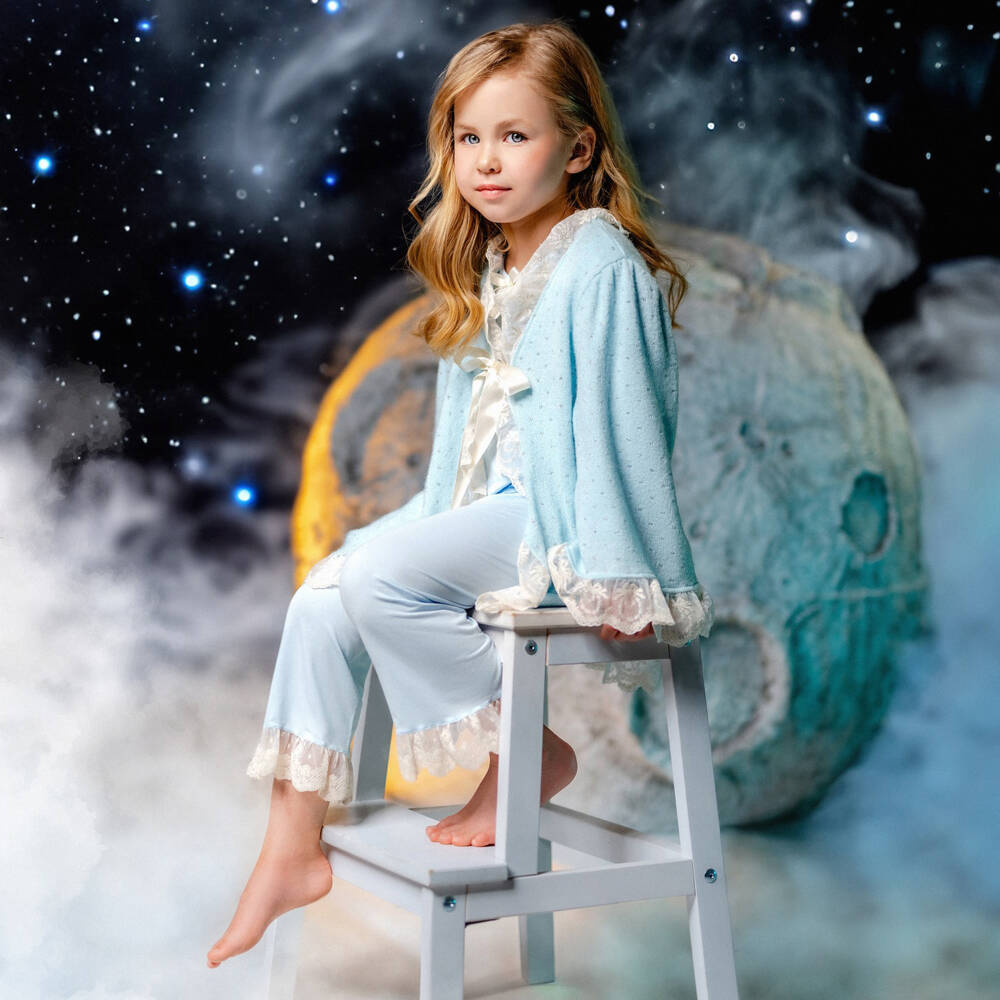 اميكي تشلدرن-قميص نوم محبوك لون أزرق للبنات | Childrensalon Outlet