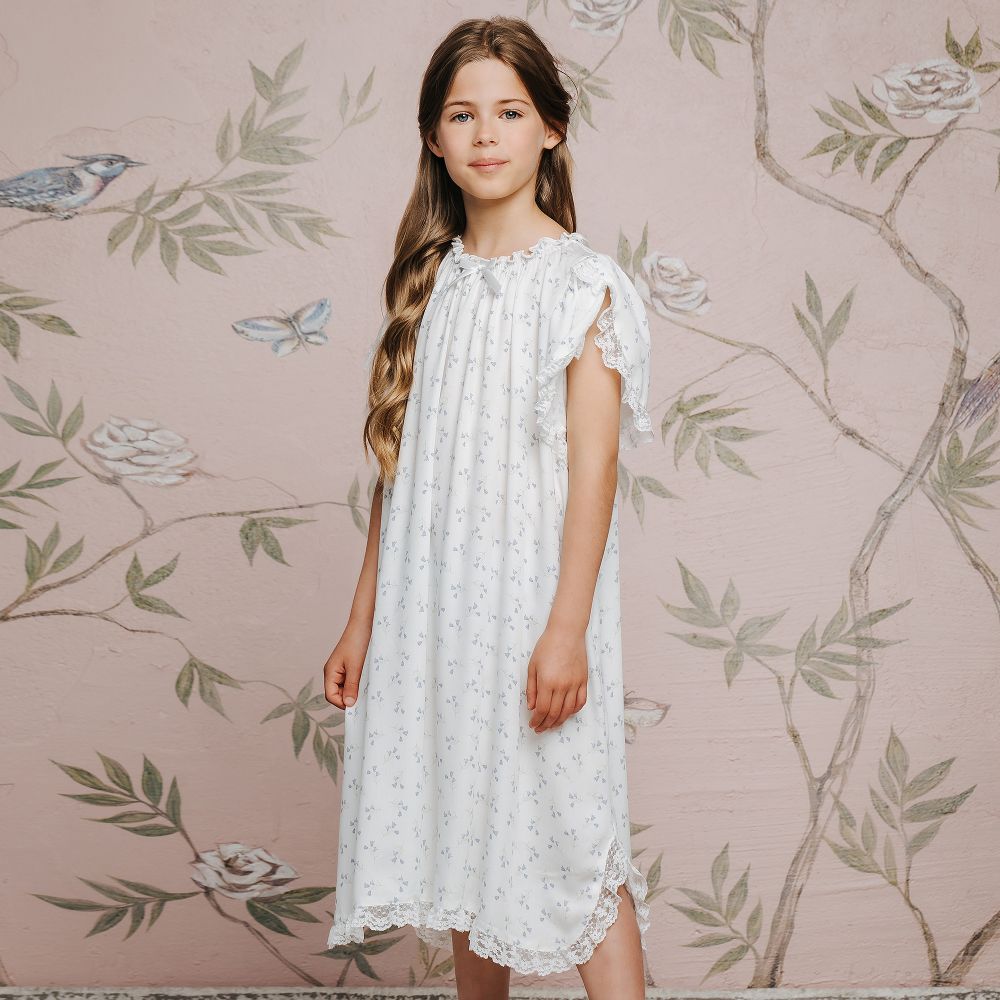 AMIKI Children - Girls White Bluebell Nightdress | Childrensalon Outlet