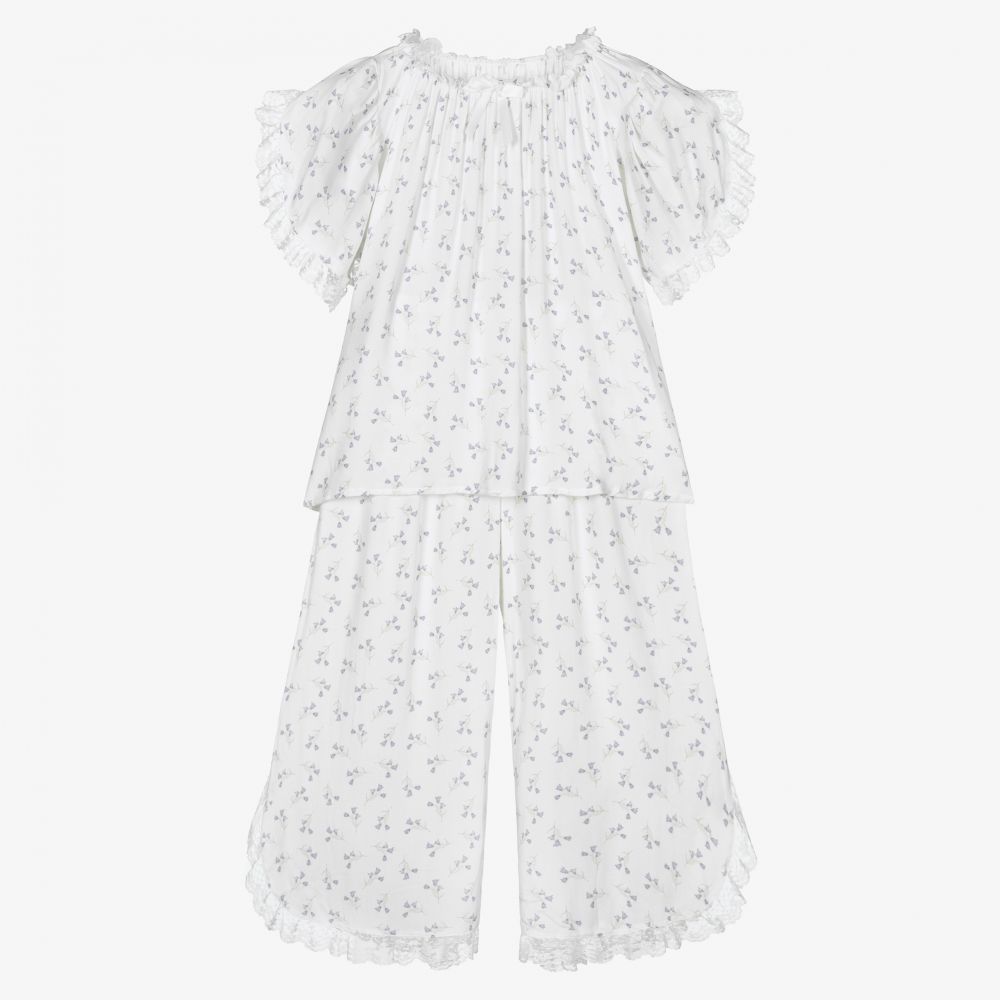 AMIKI Children - Pyjama blanc motif jacinthes des bois Fille | Childrensalon