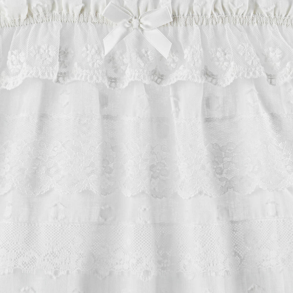 AMIKI Children-Girls White Cotton & Lace Short Pyjamas | Childrensalon Outlet