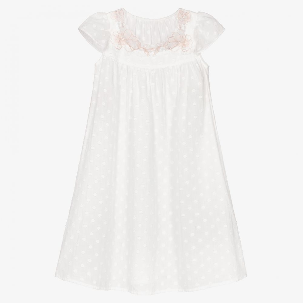 Childrens white cotton nightgown sales